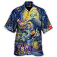 Spooky Gnome Halloween Haunted House Hawaiian Shirt Pattern Detail For Vacation Travel And Daily Wear