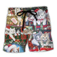 Cat Christmas Tree Spirit Beach Shorts For Poolside Relaxation And Summer Adventures