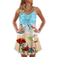 Christmas Santa At The Beach V-Neck Sleeveless Cami Dress For Festivals Travel And Relaxed Casual Summer Wear