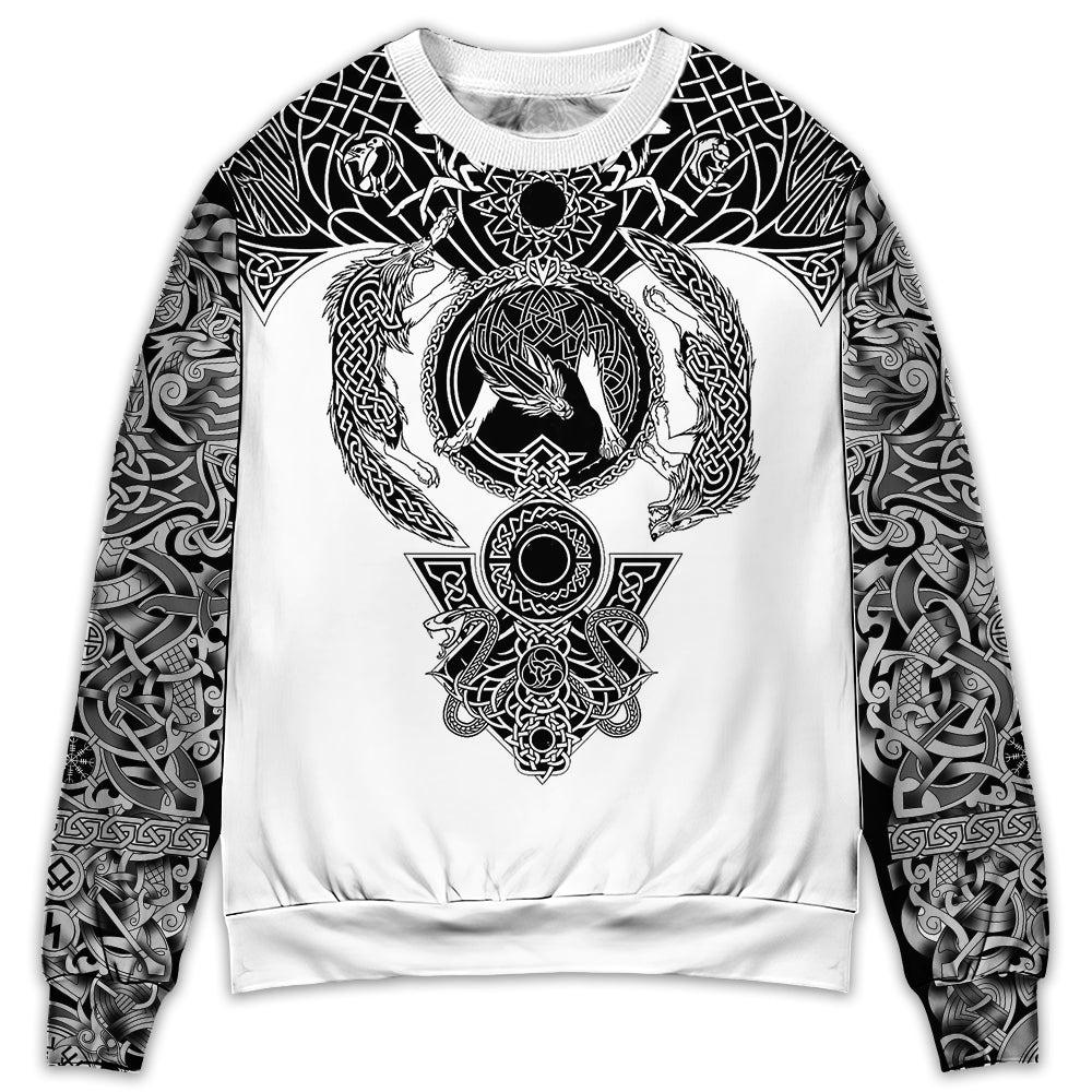 Viking Warrior Blood Black And White Sweater For Historical Fantasy Fans Holidays And Relaxed Daily Style