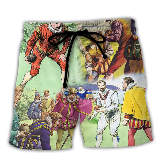 Lawn Bowling History Theme Vintage Style Beach Shorts For Game Day Getaways