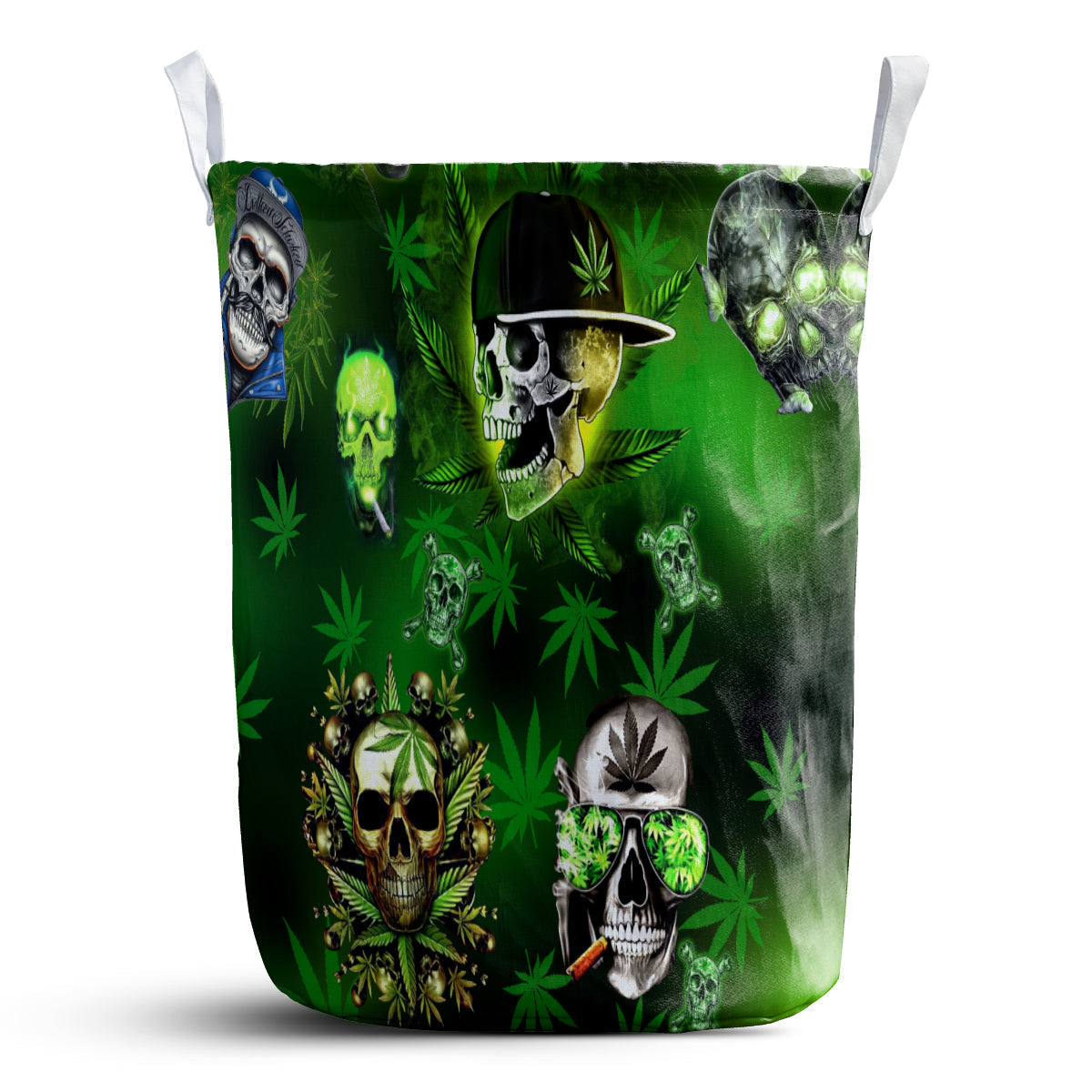 Green Skull Graphic Laundry Basket For Nursery Dorm And Home Storage