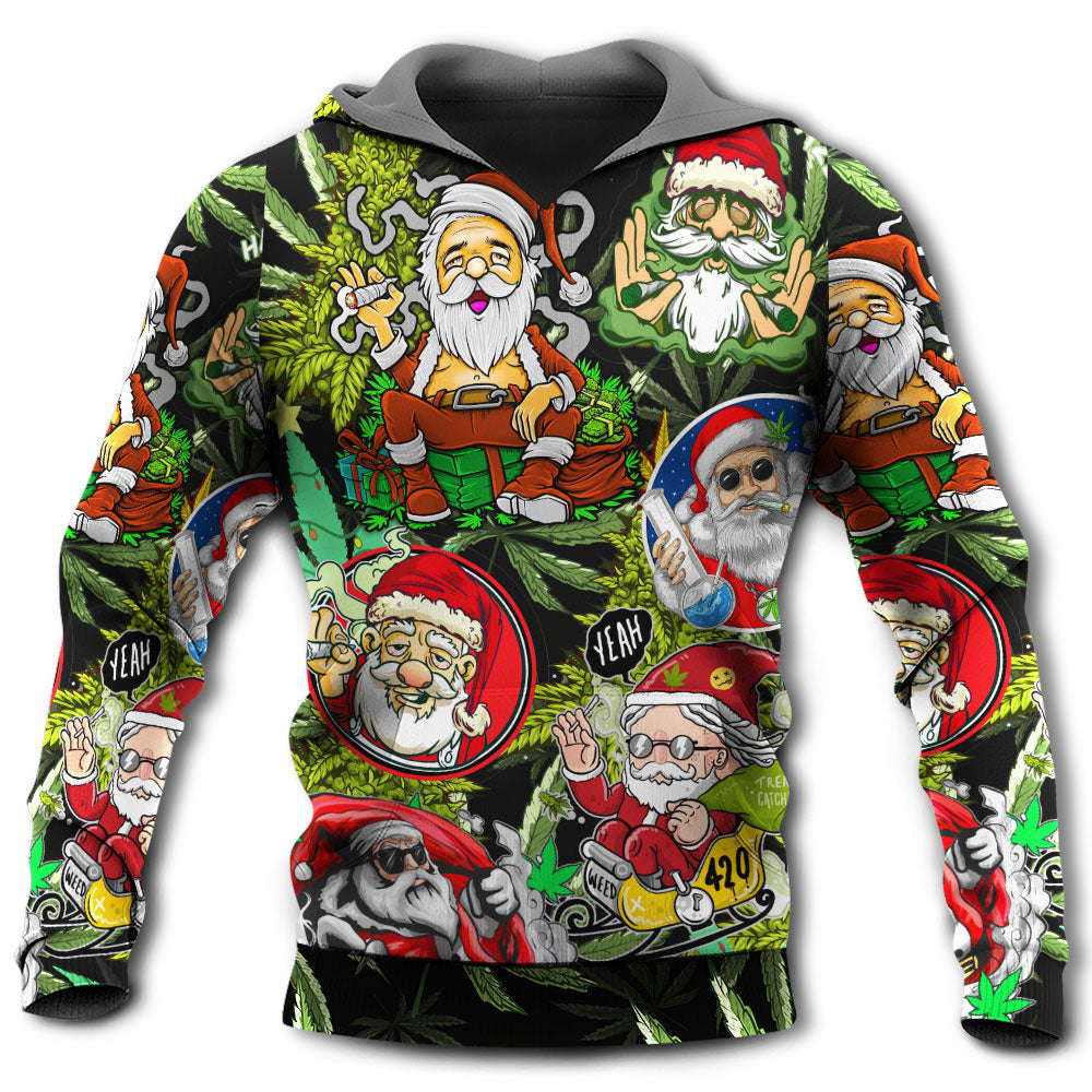 Hippie Funny Christmas Santa Humor Hoodie For Festive Family Moments Winter Wear And Holiday Gift Ideas