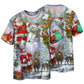Happy Santa Snowman And Elf Short Sleeve Pajamas Set For Holiday Bedtime And Cozy Home Wear