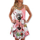 Christmas Celebration Lover Fine Glass V-Neck Sleeveless Cami Dress For Vacations And Casual Warm Weather Wear