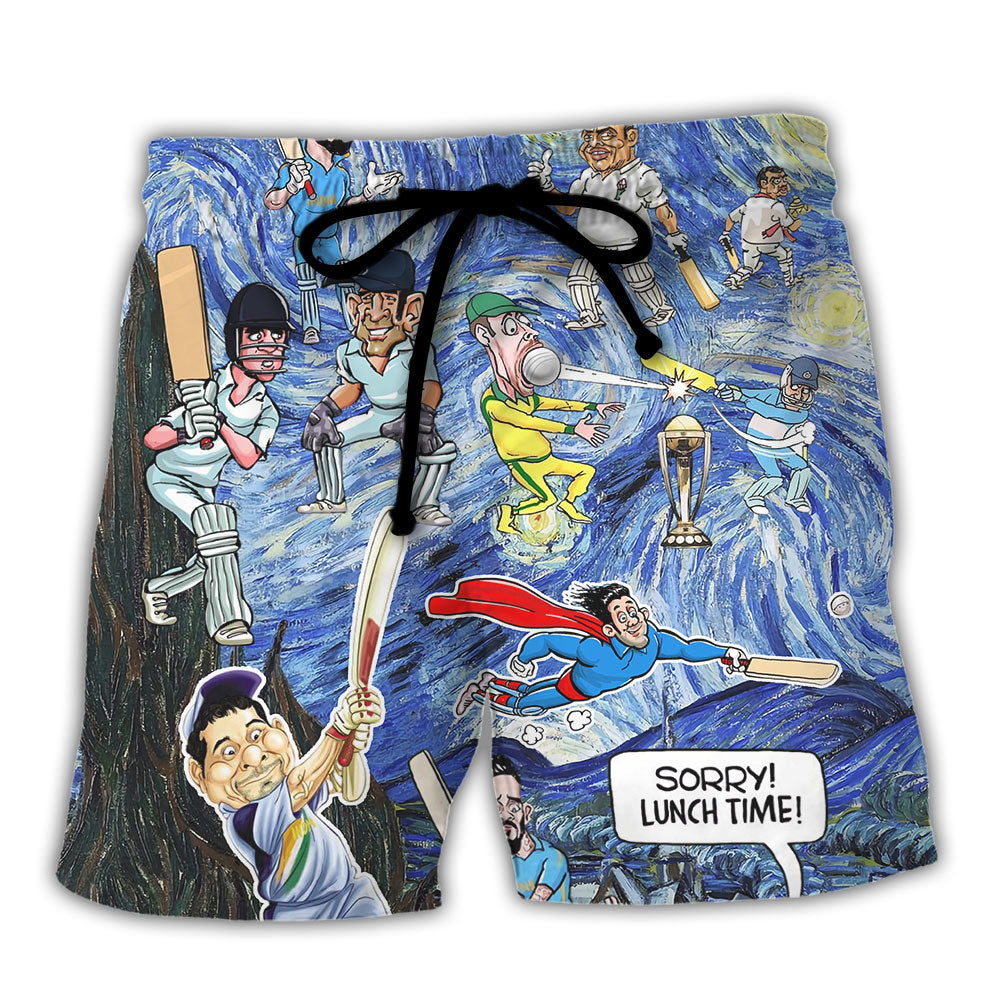 Cricket Sport Funny Play Starry Night Style Beach Shorts For Game Day Getaways