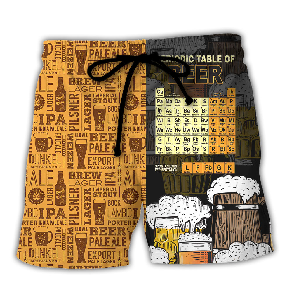Beer Periodic Table Design Beach Shorts For Sunny Outdoor Celebrations