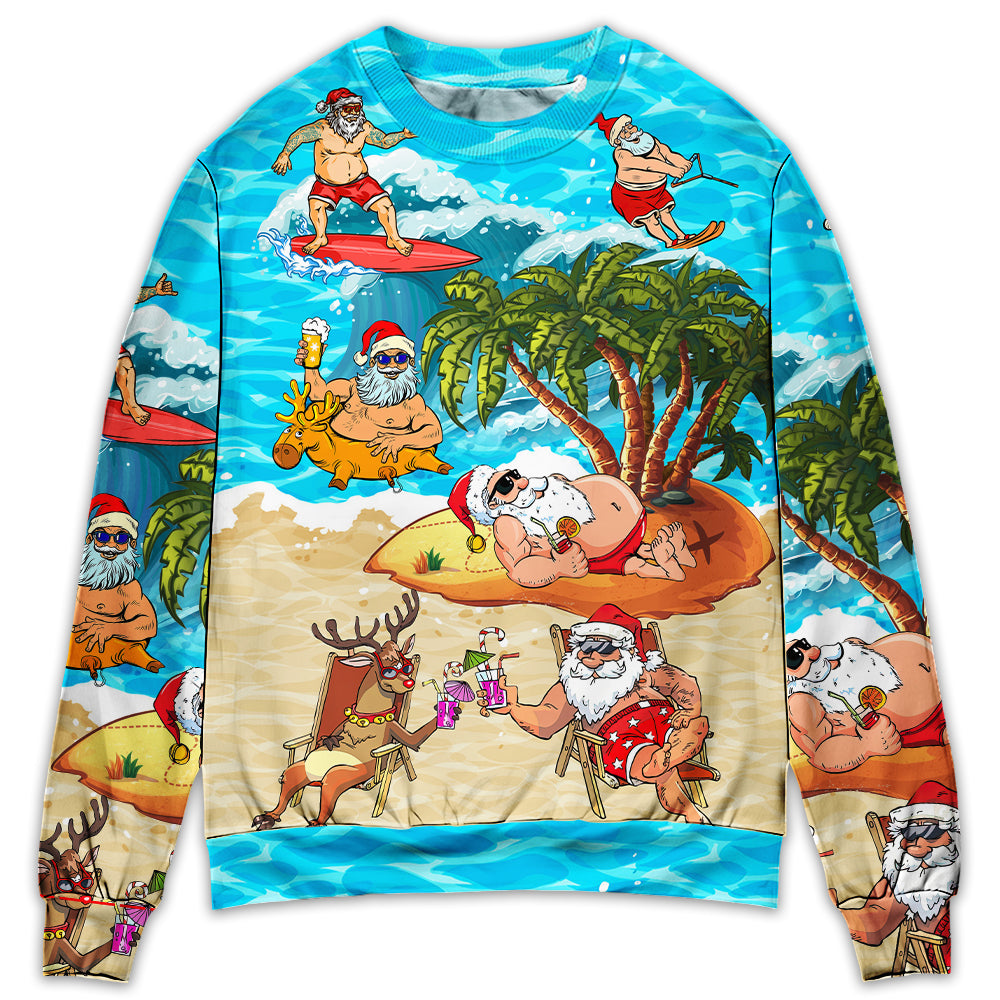 Christmas Santa Beach Holiday Funny Sweater For Seasonal Parties Cozy Gatherings And Thoughtful Holiday Gifts
