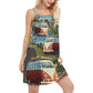 Hippie Van Life Love Beach V-Neck Sleeveless Cami Dress For Beach Travel And Free Spirited Outfits