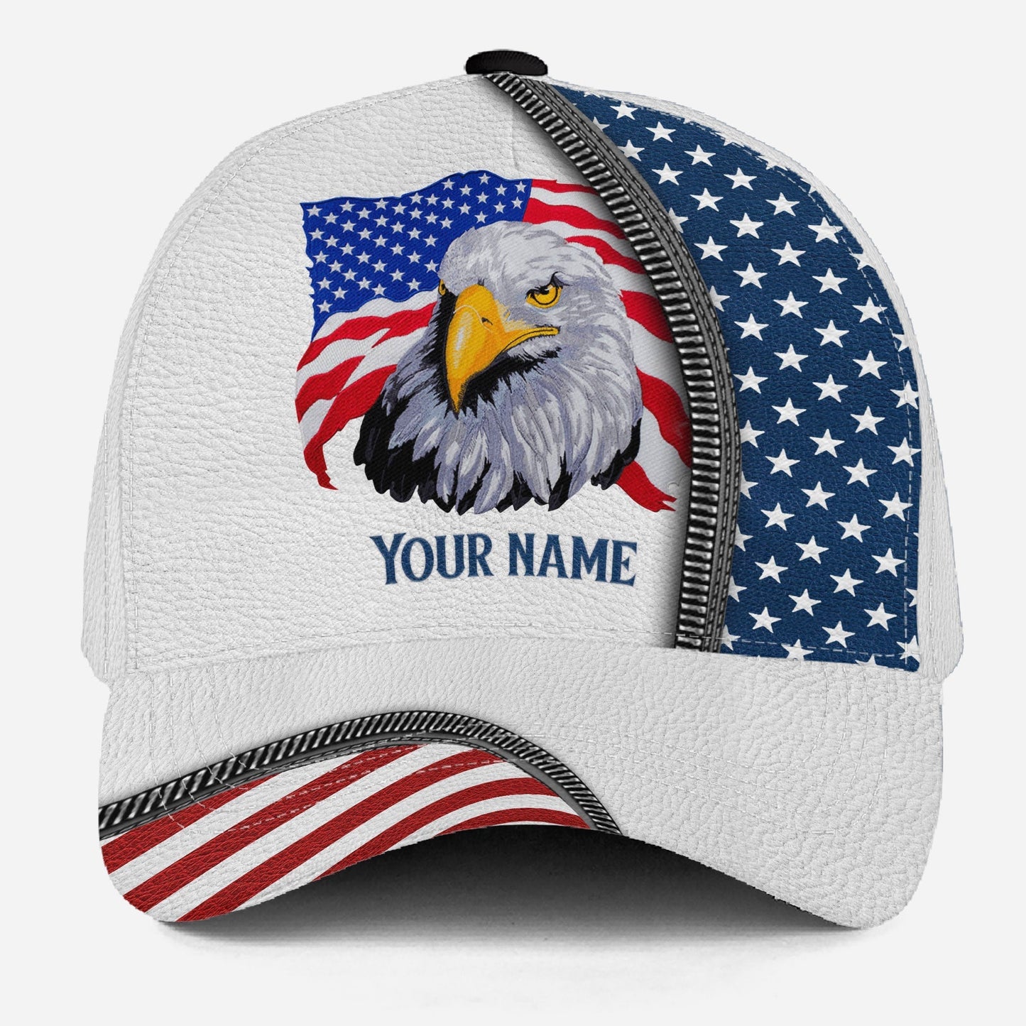 Custom White Proud American Eagle 4th July Name Classic Cap For Vacation Style Outdoor Activities And Daily Comfort