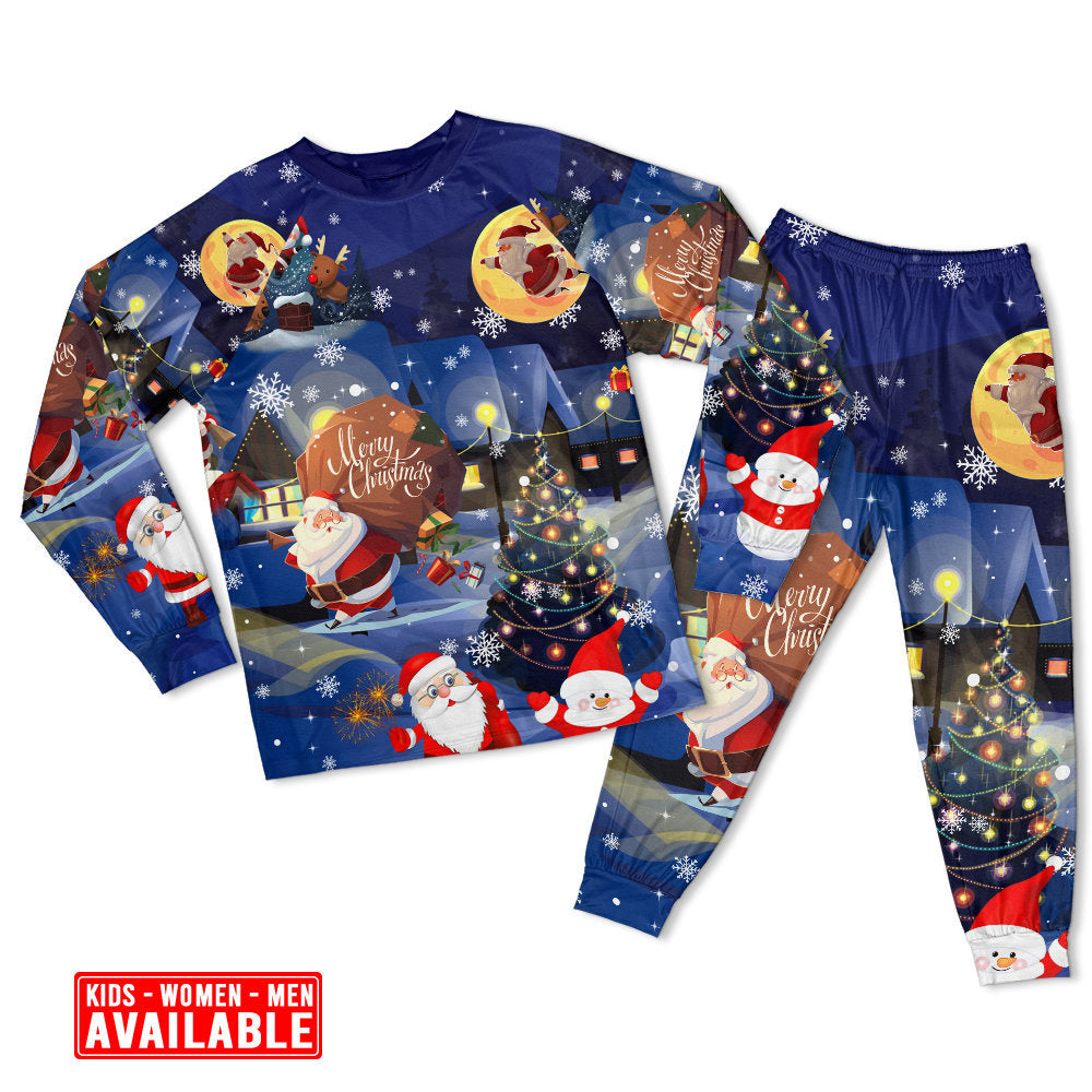 Santa And Christmas Gifts Long Sleeve Pajamas Set For Winter Nights And Thoughtful Gifting