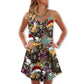 Christmas Honey Bee Dice Holiday Vibe V-Neck Sleeveless Cami Dress For Festive Events And Casual Summer Styling