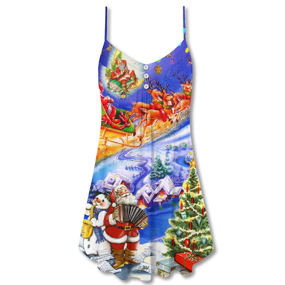 Christmas Santa Love Xmas Everytime V-Neck Sleeveless Cami Dress For Summer Vacations And Casual Everyday Wear