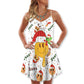 Groovy Santa Smile V-Neck Sleeveless Cami Dress For Vacations And Casual Warm Weather Wear