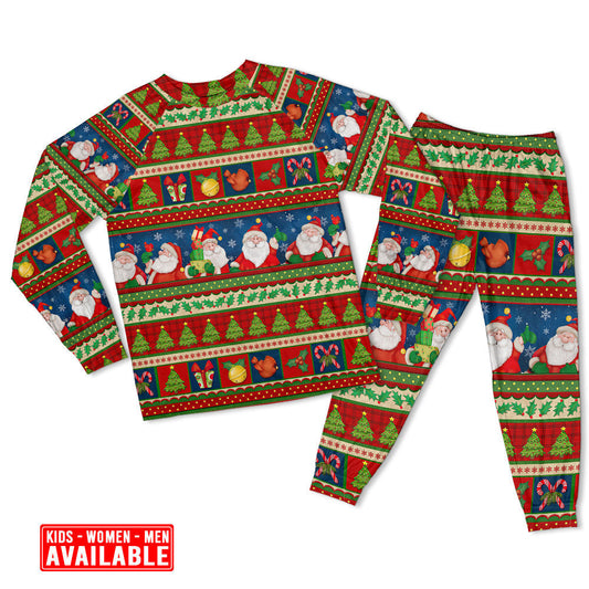 Happy Santa Christmas Long Sleeve Pajamas Set For Holiday Travel And Comfortable Home Wear