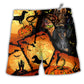 Halloween Dachshund Pumpkin Scary Hawaiian Print Beach Shorts For Coastal Trips And Outdoor Wear