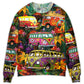 Hippie Bus Peace Colorful Sweater For Psychedelic Art Fans Outdoor Events And Distinctive Gifts
