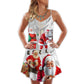 Funny Santa Story Art V-Neck Sleeveless Cami Dress For Summer Events And Comfortable Everyday Style