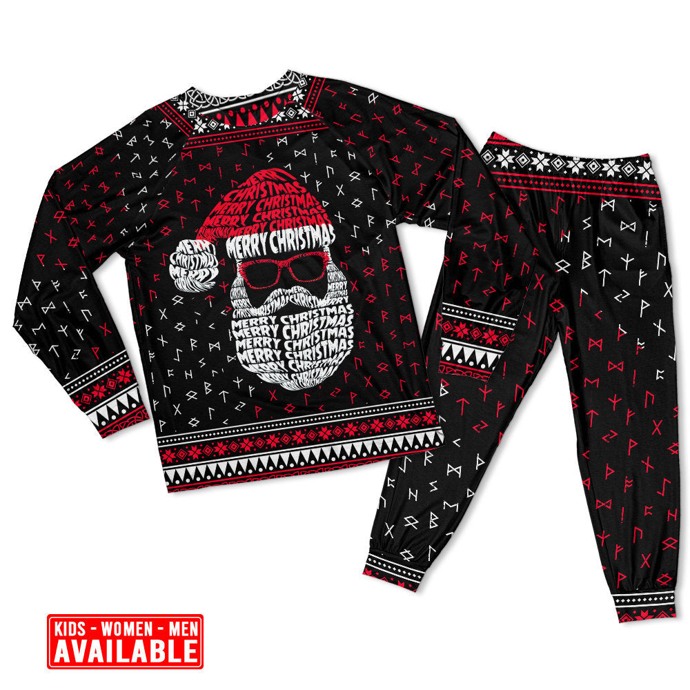 Retro Nordic Santa Christmas Long Sleeve Pajamas Set For Holiday Bedtime And Cozy Home Wear