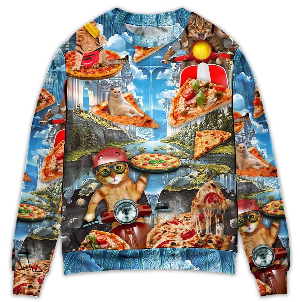 Funny Cat Pizza Sweater For Nature Inspired Fashion Events And Relaxed Everyday Comfort