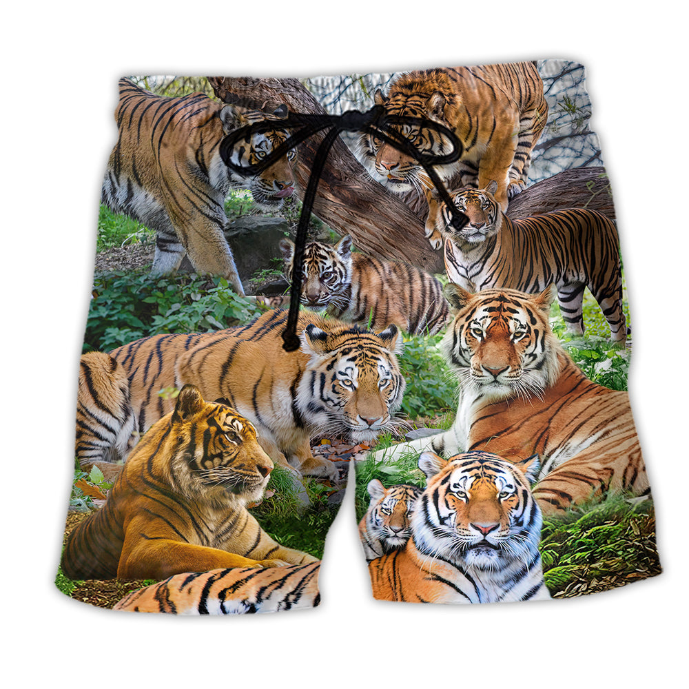 Tiger Strength In All Creatures Quote Beach Shorts For Animal Lovers And Summer Vacation Style
