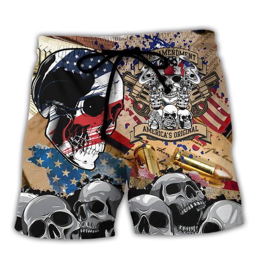 Americana Skull Beach Shorts For Weekend Travel And Laid Back Styling