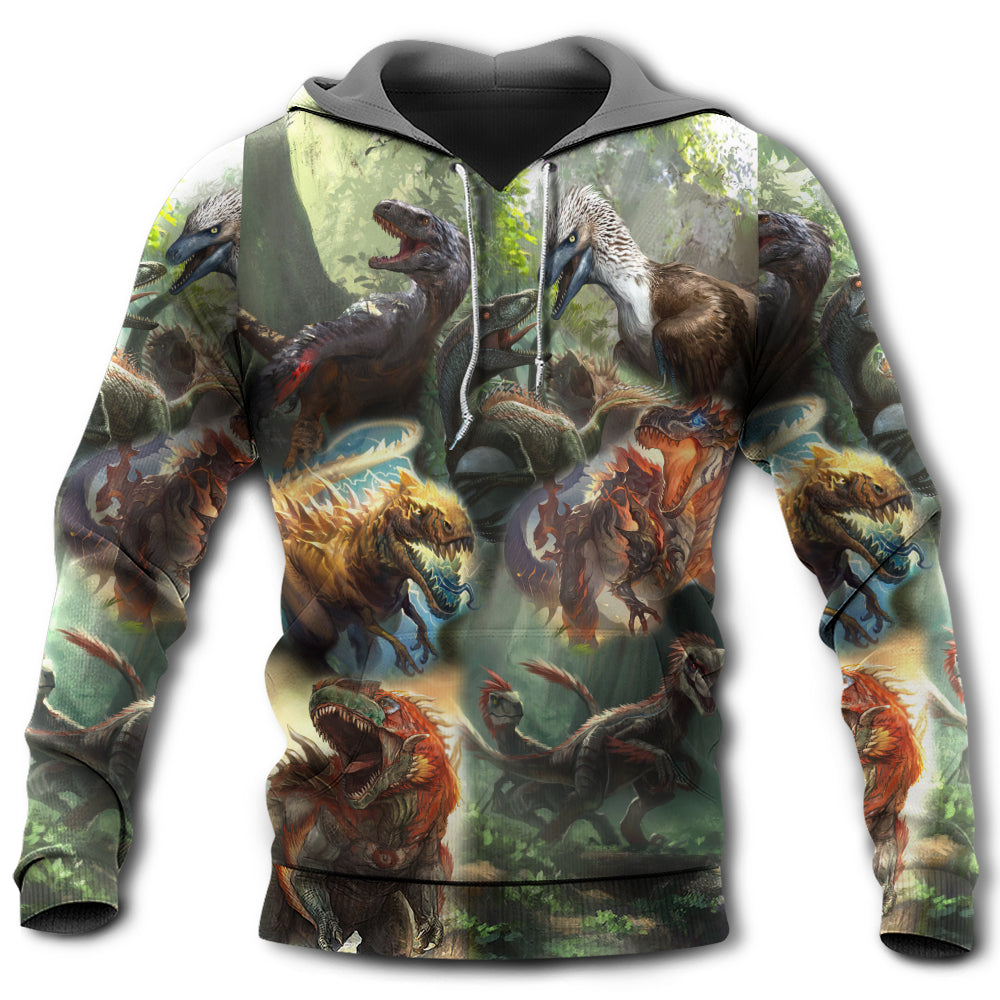 Dinosaur Roaring Jungle Adventure Hoodie For Mythical Themes Daily Outfits And Gift Ideas