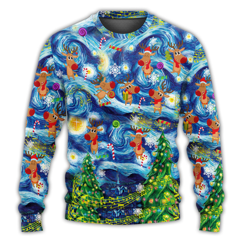 Christmas Dancing Reindeer Happy Sweater For Festive Events Weekend Outings And Comfortable Winter Style