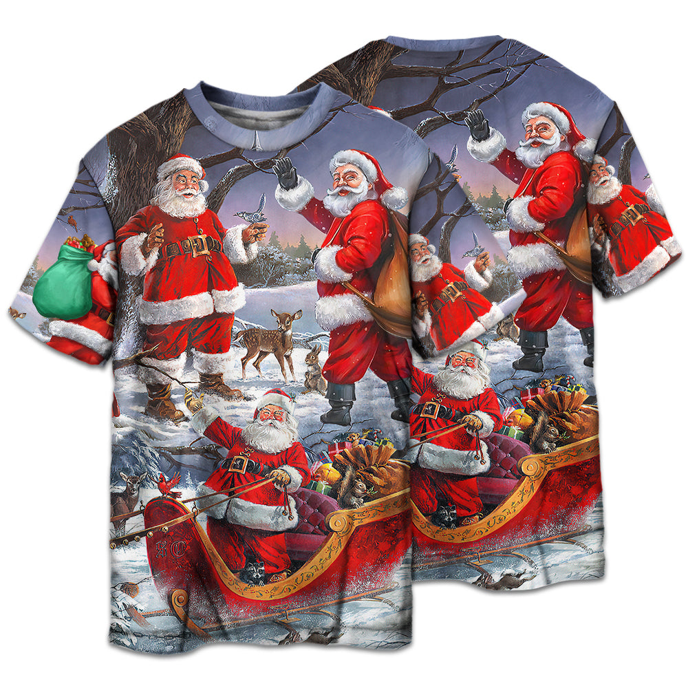 Playful Santa Christmas Celebration Short Sleeve Pajamas Set For Festive Sleepovers And Family Photos