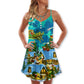 Christmas Magical Night V-Neck Sleeveless Cami Dress For Summer Events And Comfortable Everyday Style