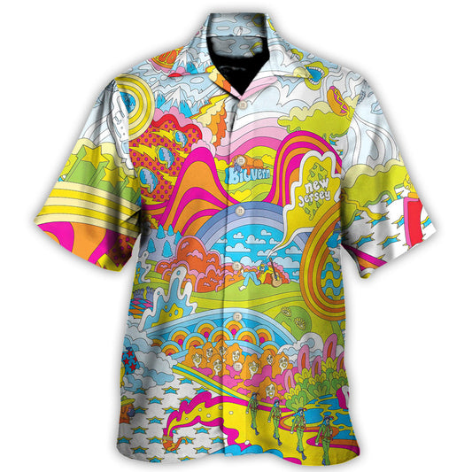Hippie Talk Hawaiian Shirt Detailed Pattern View For Resort Wear