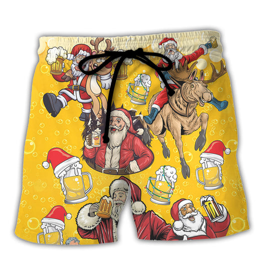 Christmas Beer Santa Beach Shorts For Oceanfront Escapes And Thoughtful Gift Giving