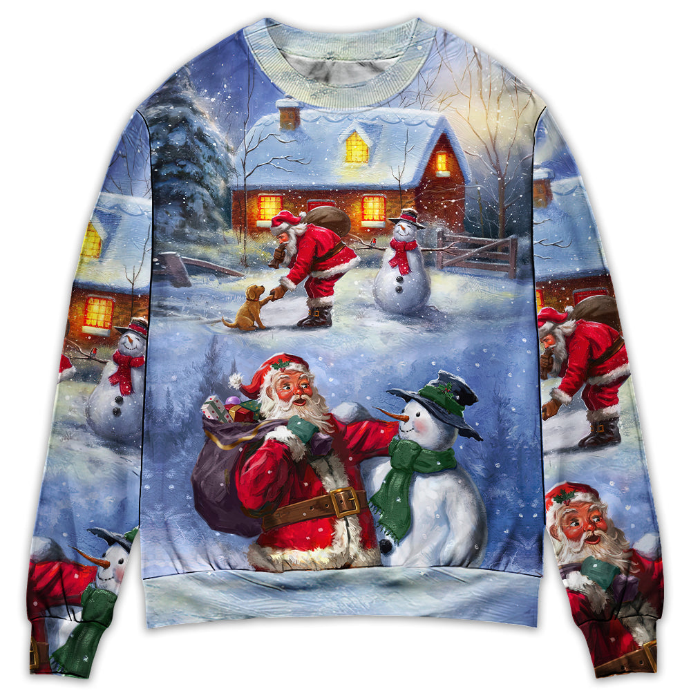 Christmas Santa Snowman Village Sweater For Seasonal Parties Cozy Gatherings And Thoughtful Holiday Gifts