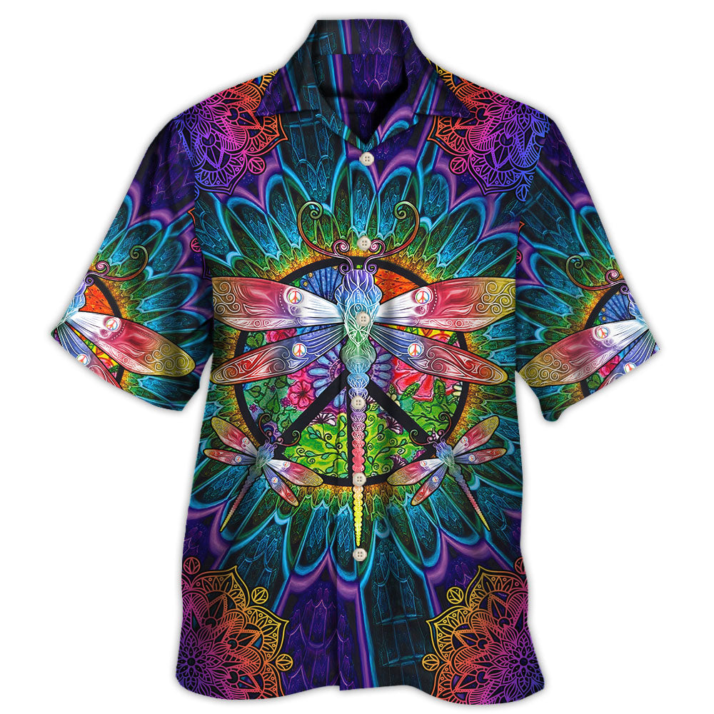 Colorful Dragonfly Mandala Peace Hawaiian Shirt Artwork View For Weekend Travel And Beach Style