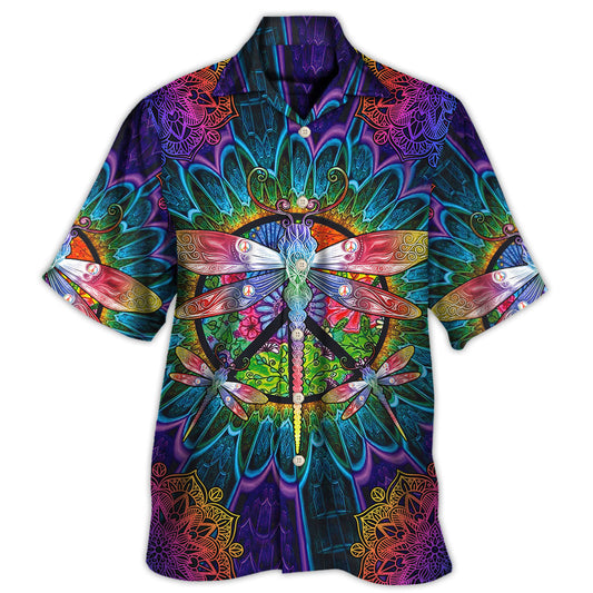 Colorful Dragonfly Mandala Peace Hawaiian Shirt Artwork View For Weekend Travel And Beach Style