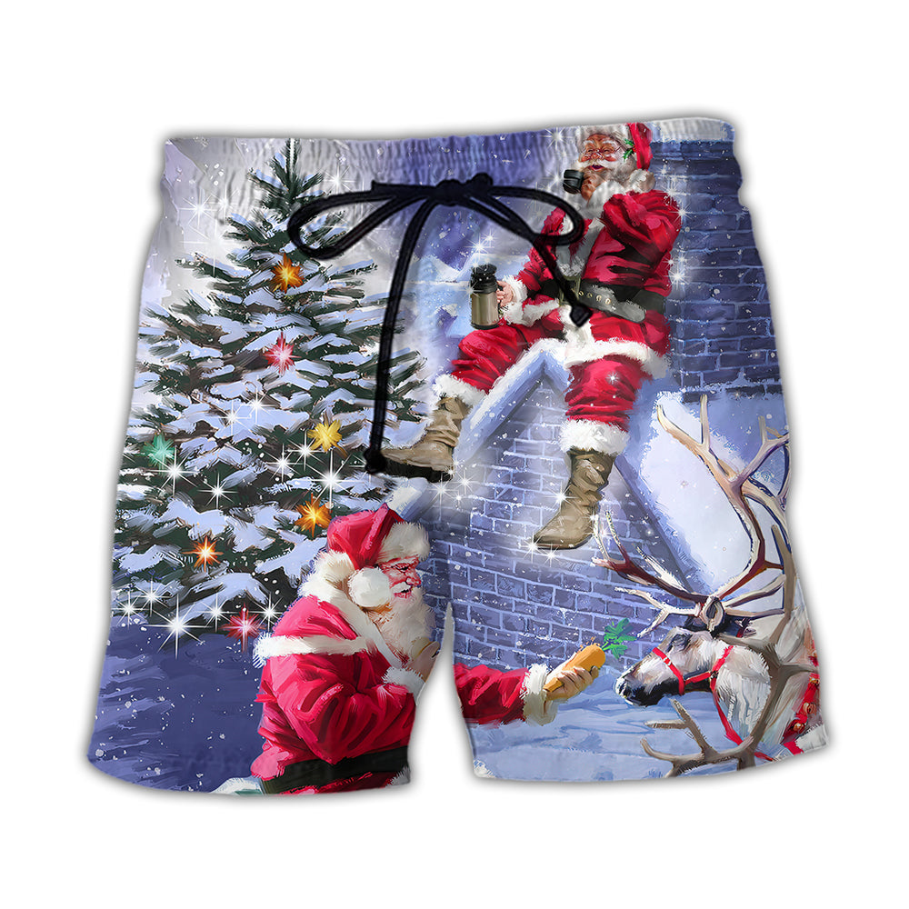 Santa Story Christmas Beach Shorts For Summer Festivals And Comfortable Resort Style