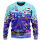 Christmas Santa Shark Rocket Ocean Gifts Sweater For Winter Parties Seasonal Adventures And Relaxed Everyday Styling