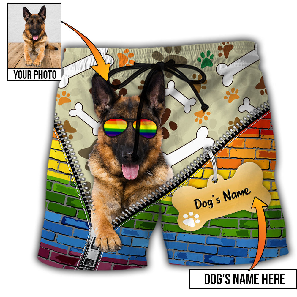 German Shepherd Personalized Photo Beach Shorts For Outdoor Adventures And Thoughtful Seasonal Gifts