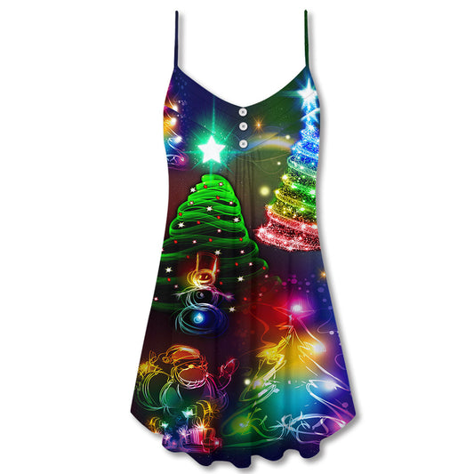 Christmas Merry Everything Happy Always – Women's Summer Sleeveless V-Neck Camisole Dress