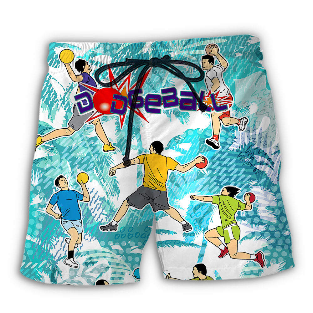 Dodgeball Tropical Beach Shorts Artwork Detail For Casual Warm Weather Outfits