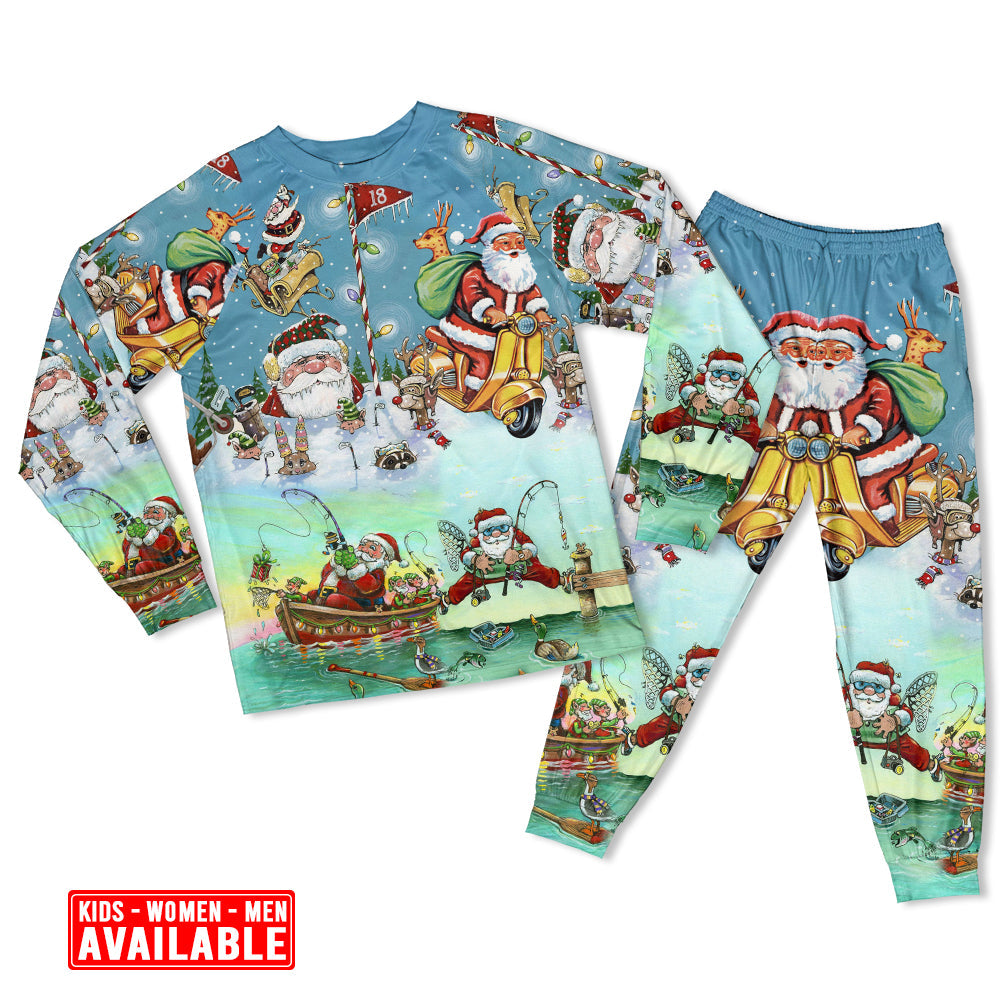 Cute Santa Christmas Long Sleeve Pajamas Set For Christmas Sleepwear And Family Lounging