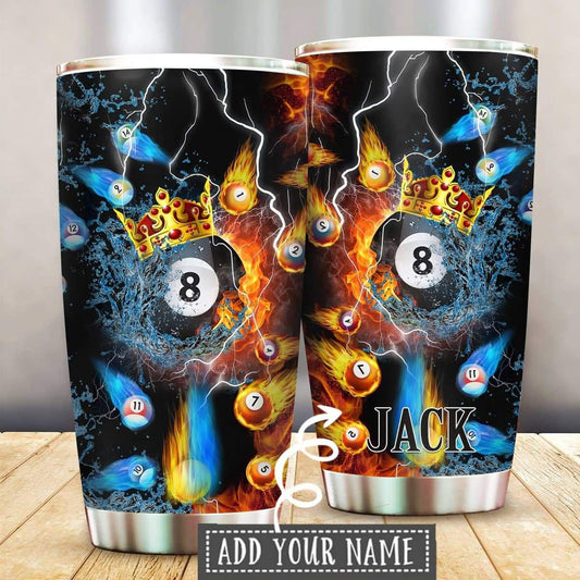 Billiard Water And Fire Personalized 20 Oz Tumbler For Coffee Travel And Daily Drinks