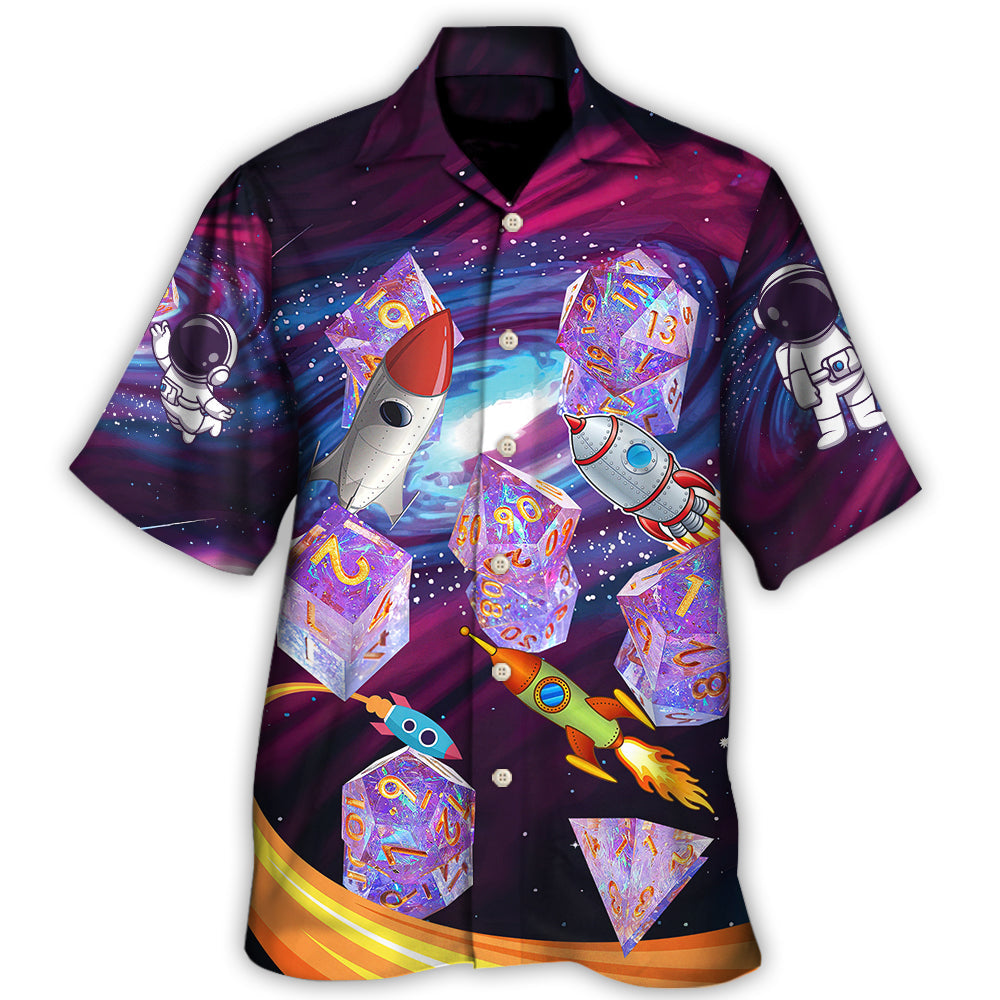 Fantasy Galaxy Dice Hawaiian Shirt Graphic Artwork Detail For Coastal Travel