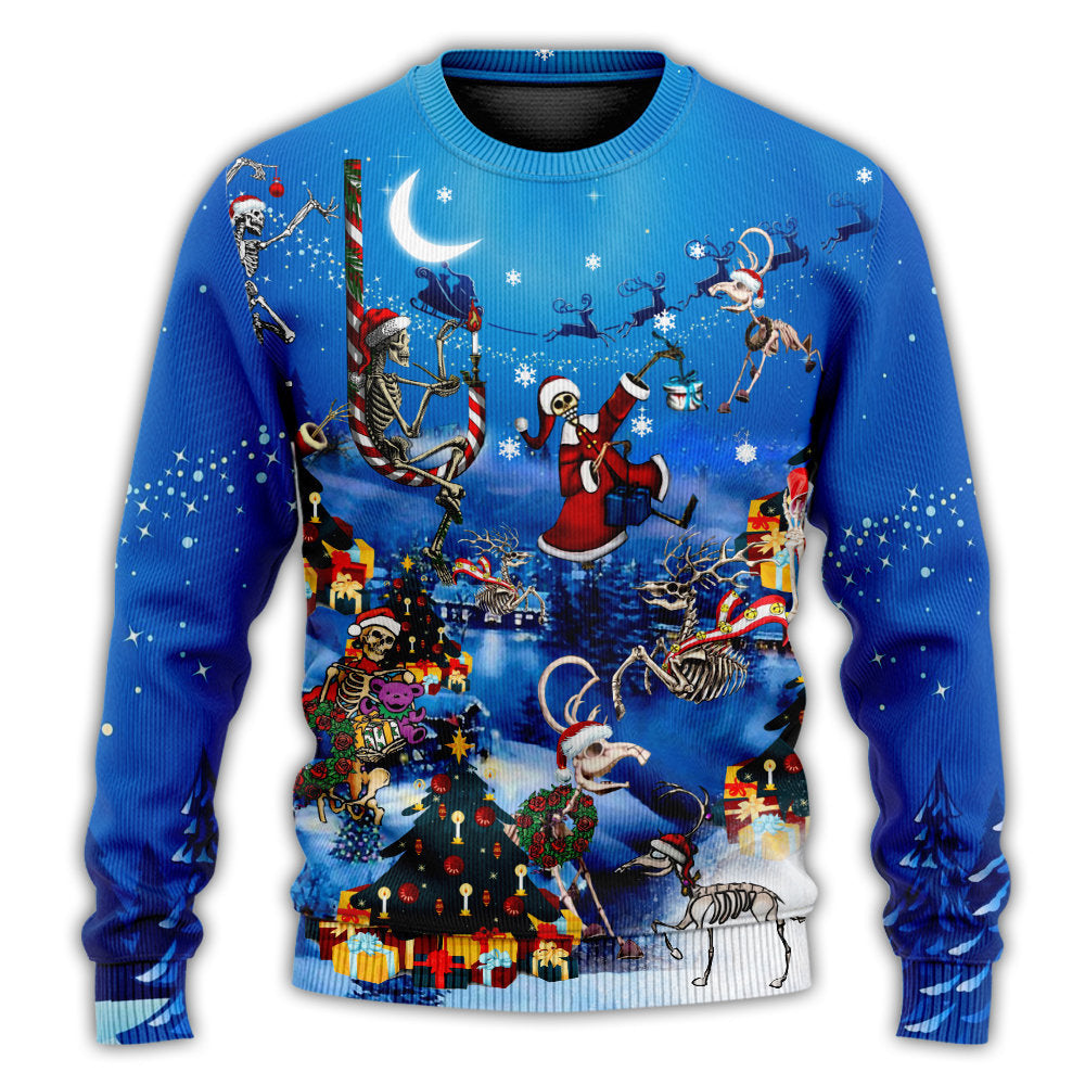 Christmas Skull Merry Xmas Sweater For Family Gatherings Winter Travel And Everyday Seasonal Comfort