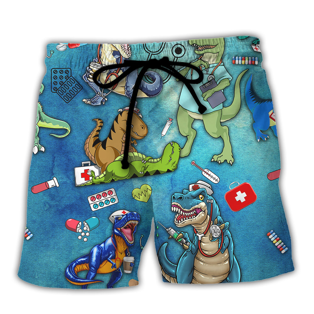 Dinosaur Vacation Beach Shorts For Island Getaways And Easy Warm Weather Wear