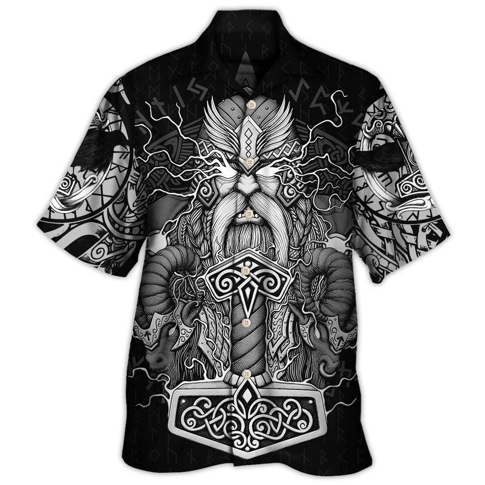 Norse Warrior Faith Thunder Hawaiian Shirt Artwork Detail For Tropical Trips And Casual Outings