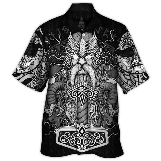 Norse Warrior Faith Thunder Hawaiian Shirt Artwork Detail For Tropical Trips And Casual Outings