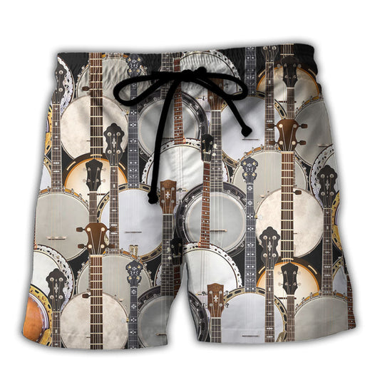 Banjo Music Lover Pattern Beach Shorts For Beach Days And Casual Style