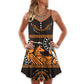 Warrior Ancient Warrior Pattern Basic V-Neck Sleeveless Cami Dress For Vacations And Casual Warm Weather Wear
