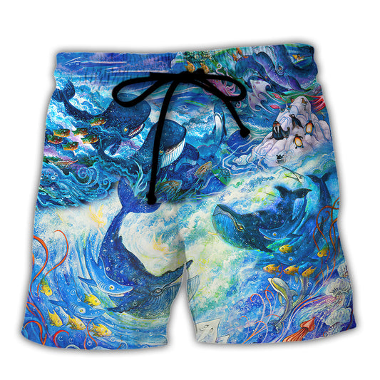Shark Adventurous Ocean Journey Beach Shorts For Summer Vacation And Coastal Travel